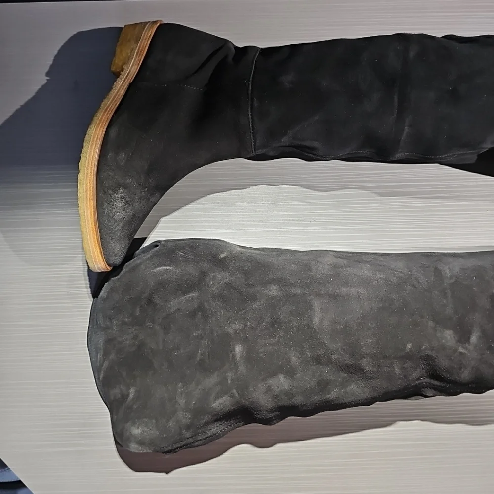 Free People Banks Over the Knee Black Suede Boots 37.5 (US‎ 7) EUC/NWOT $368
